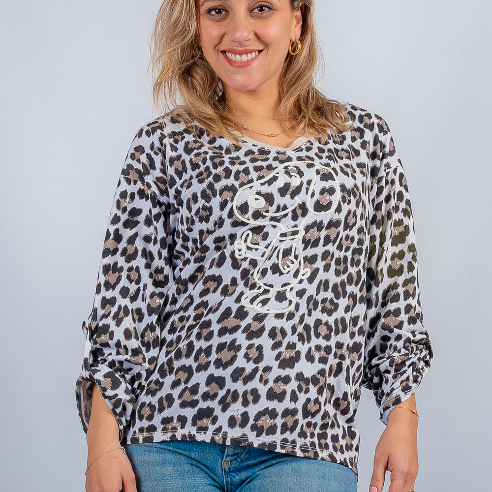 POLERA PRINT CUELLO BRILLO