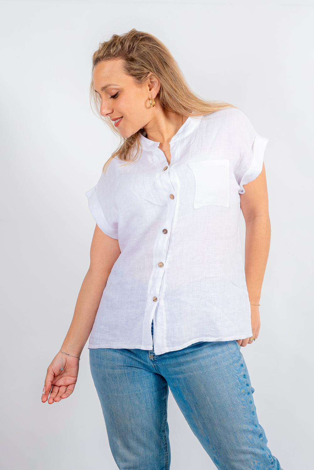 BLUSA LINO CUELLO MAO